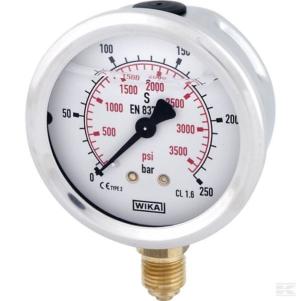 Manometr glicerynowy ø63 mm, 250 bar, przyłącze dolne 1/4" B711-W063250D